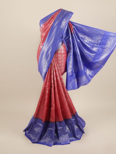 

Pothys Pink & Blue Ethnic Motifs Zari Pure Silk Saree