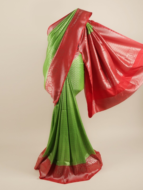 

Pothys Green & Red Ethnic Motifs Zari Pure Silk Saree