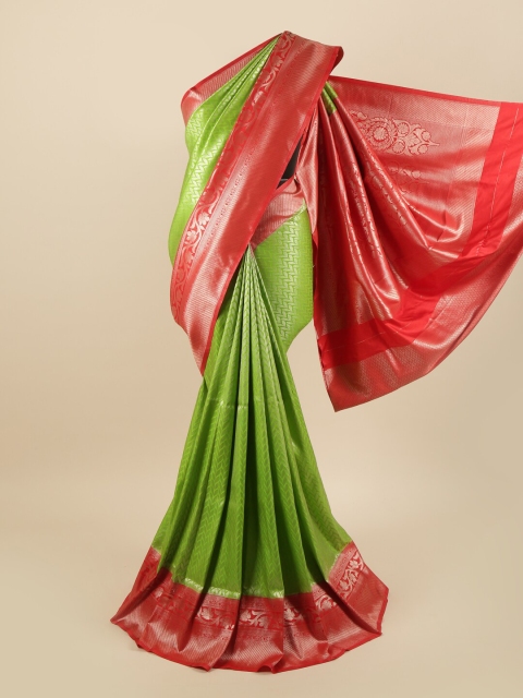 

Pothys Green & Red Woven Design Zari Pure Silk Saree