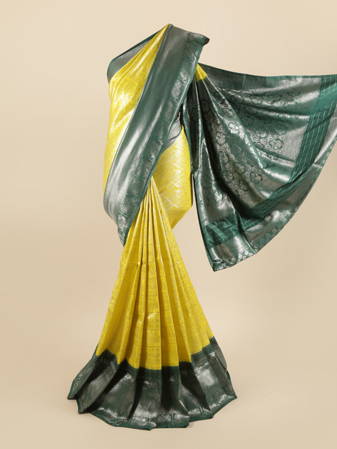 

Pothys Yellow & Green Woven Design Zari Pure Silk Saree