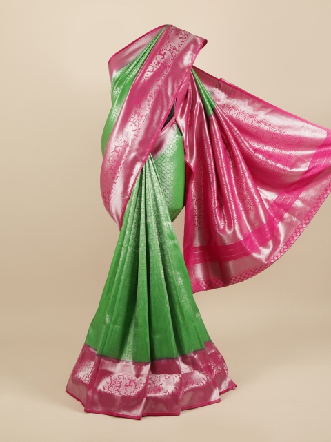 

Pothys Green & Pink Floral Zari Pure Silk Saree