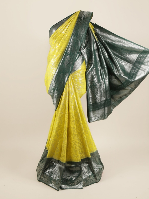 

Pothys Yellow & Green Ethnic Motifs Zari Pure Silk Saree