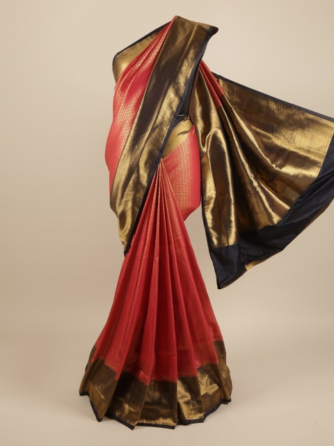 

Pothys Pink & Black Ethnic Motifs Zari Pure Silk Saree