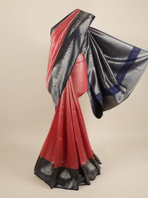 

Pothys Peach-Coloured & Grey Floral Zari Pure Silk Saree