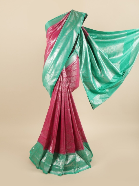 

Pothys Pink & Green Paisley Zari Pure Silk Saree
