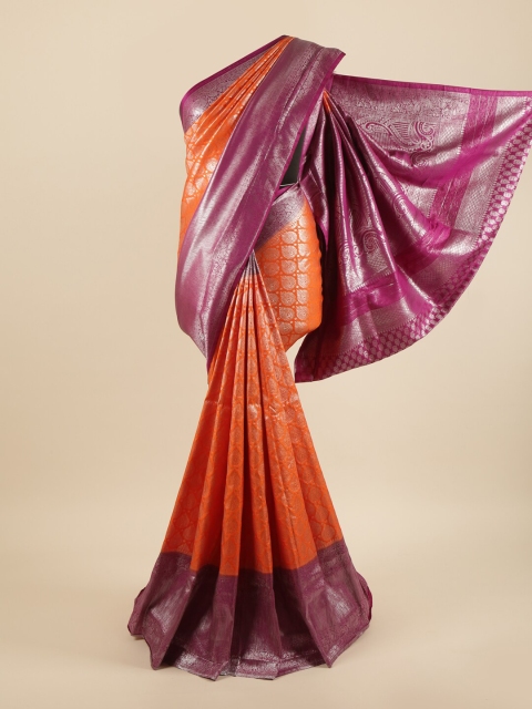 

Pothys Orange & Pink Woven Design Zari Pure Silk Saree
