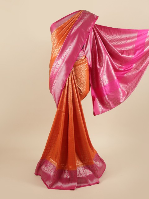 

Pothys Orange & Pink Paisley Zari Pure Silk Saree