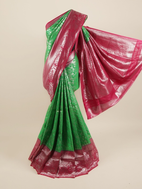 

Pothys Green & Pink Ethnic Motifs Zari Pure Silk Saree