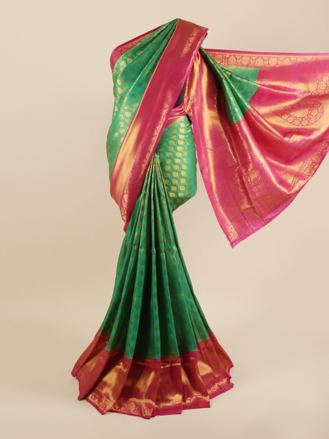 

Pothys Green & Pink Ethnic Motifs Zari Pure Silk Saree
