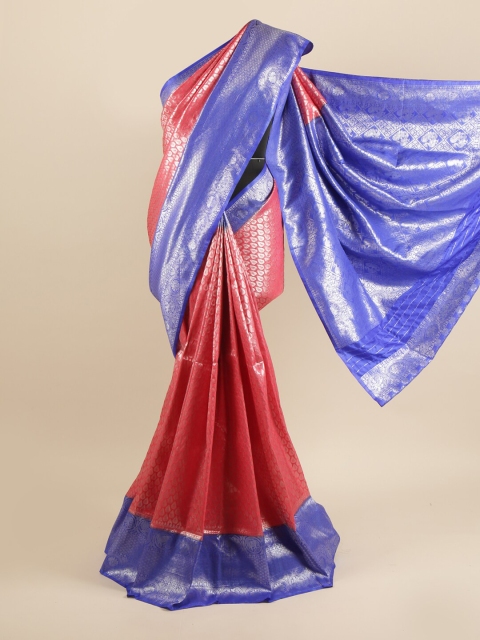 

Pothys Pink & Blue Floral Zari Pure Silk Saree