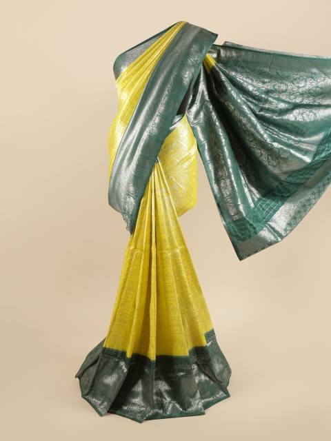 

Pothys Yellow & Green Floral Zari Pure Silk Saree