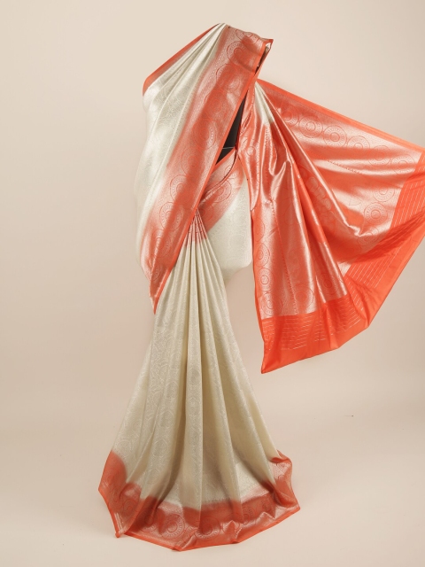 

Pothys Off White & Red Ethnic Motifs Zari Pure Silk Saree
