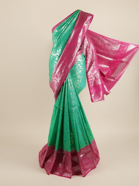 

Pothys Green & Maroon Floral Zari Pure Silk Saree