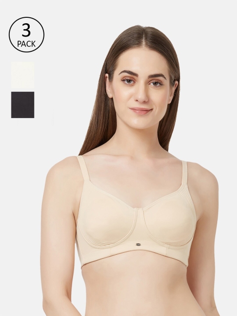 

SOIE Pack Of 3 Full Coverage Everyday Bra, Black