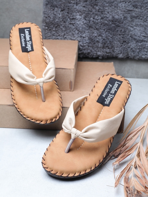 

LONDON STEPS Women Cream-Coloured Comfort Sandals