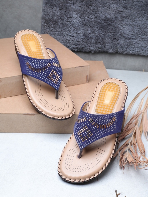 

LONDON STEPS Navy Blue Ethnic Comfort Sandals