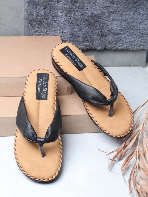 

LONDON STEPS Black & Tan Comfort Sandals