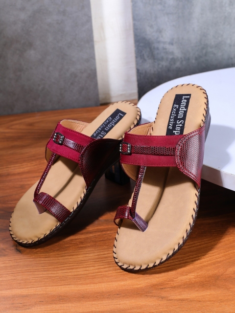 

LONDON STEPS Maroon Solid One-Toe Flats