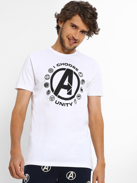 

Ajile by Pantaloons Men White & Black Marvel Graphic Printed Pure Cotton Lounge T-Shirt