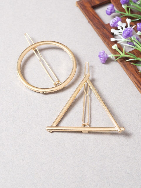

Golden Peacock Women Gold-Toned Set of 2 Tic Tac Hair Clip