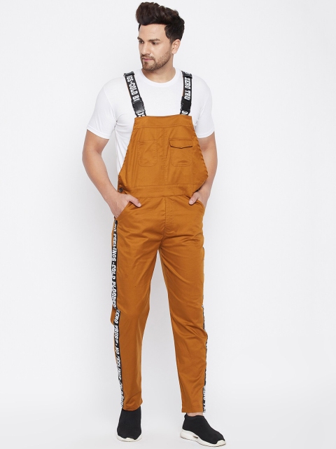

FUGAZEE Men Brown Solid Pure Cotton Slim-Fit Dungarees