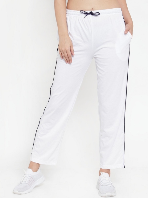 

Clora Creation White Women White Cotton Regular Straight Fit Track Pants