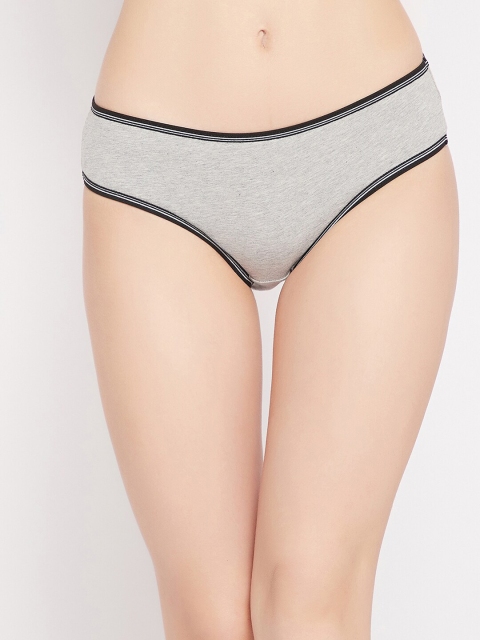 

Clovia Women Grey & Black Solid Cotton Bikini Briefs
