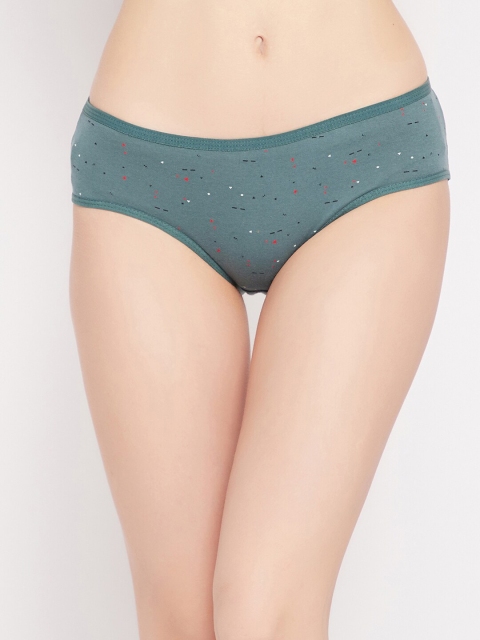 

Clovia Women Teal Green Printed Cotton Hipster Briefs
