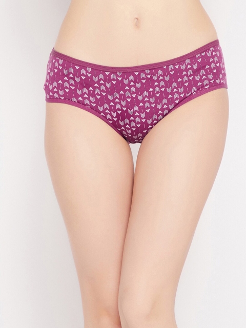 

Clovia Women Purple & White Printed Cotton Hipster Briefs