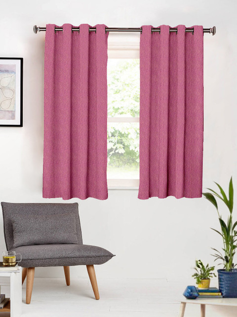 

SHIVANAA HOMES Pink Set of 2 Window Curtains