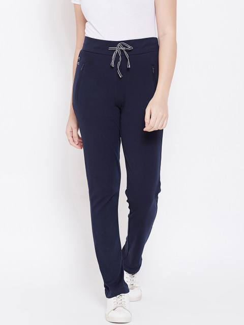 

Madame Women Navy Blue Solid Relaxed-Fit Track Pants