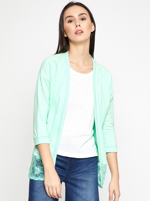 

Madame Women Sea Green Solid Shrug