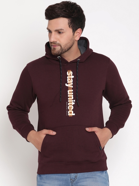 

Octave Men Maroon Printed Hooded Sweatshirt