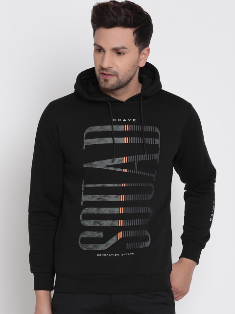 

Octave Men Black Printed Hooded Sweatshirt