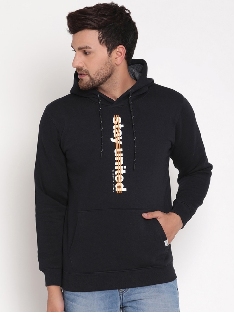 

Octave Men Navy Blue Printed Hooded Sweatshirt