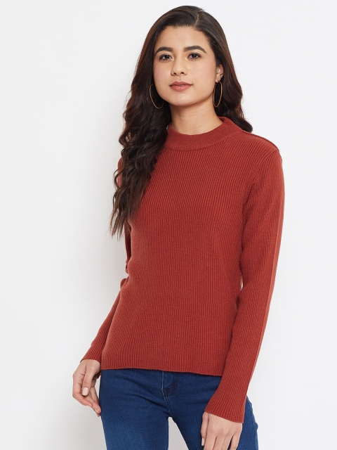 

Madame Women Rust Ribbed Pullover