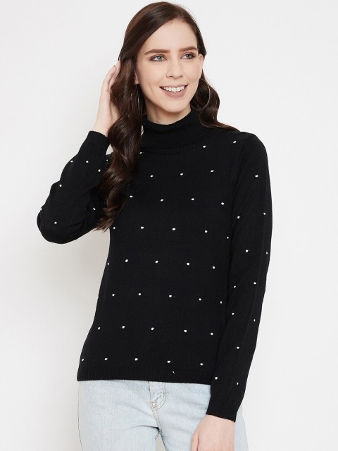 

Madame Women Black & White Printed Pullover