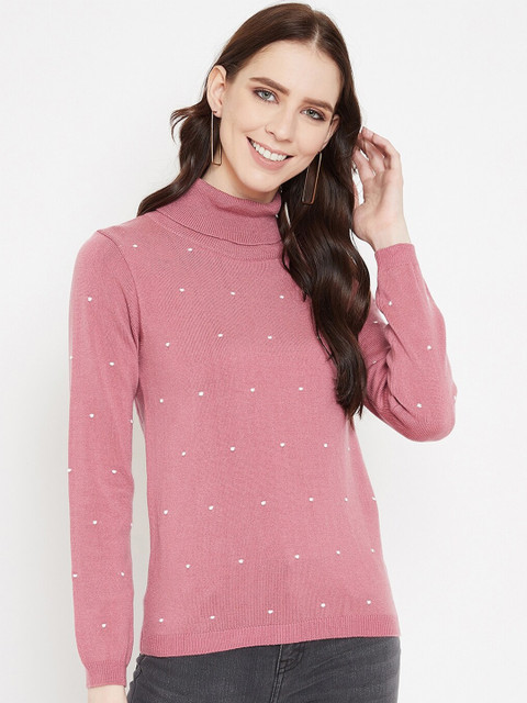 

Madame Women Pink & White Fair Isle Pullover