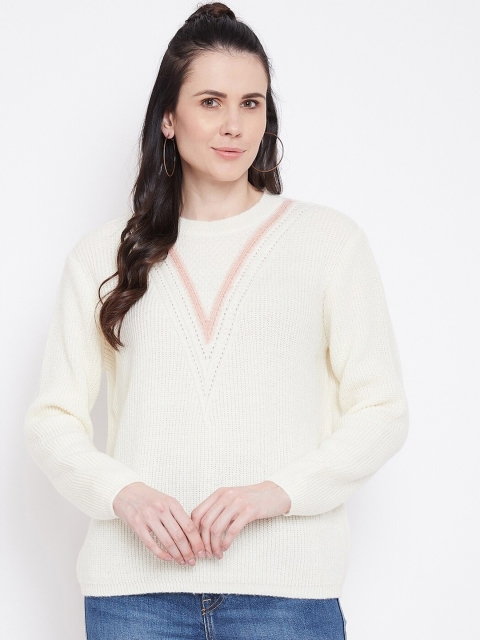 

Madame Women Off White Cable Knit Pullover