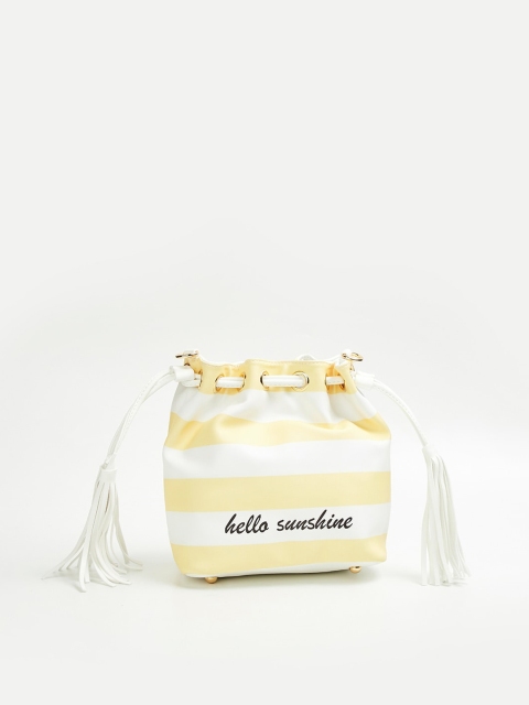 

Ginger by Lifestyle Yellow Striped Structured Shoulder Bag with Tasselled