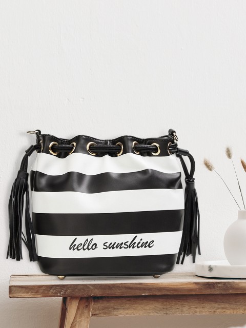 

Ginger by Lifestyle Black Striped Structured Shoulder Bag