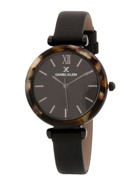 

Daniel Klein Women Black Dial & Black Leather Straps Analogue Watch