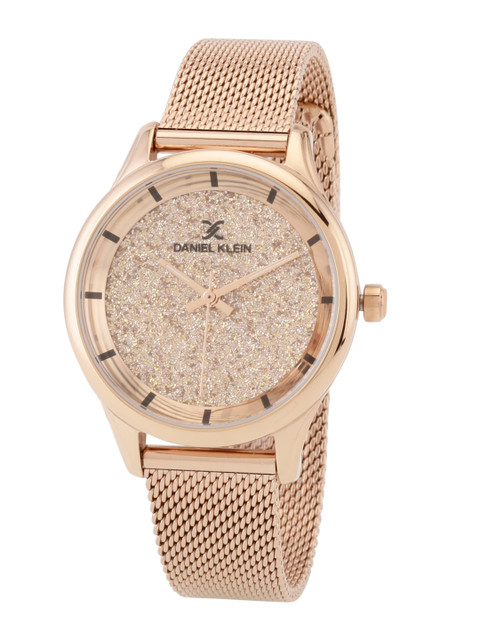 

Daniel Klein Women Pink Embellished Dial & Pink Stainless Steel Bracelet Style Straps Analogue Watch