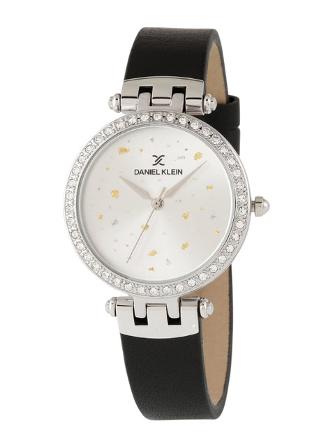 

Daniel Klein Women Silver-Toned Embellished Leather Straps Analogue Watch DK12199-1