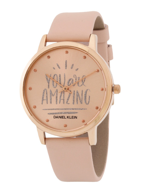 

Daniel Klein Women Rose Gold-Toned Printed Leather Straps Analogue Watch DK.1.12631-8