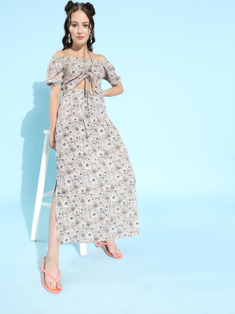 

Berrylush Women Classy Beige Floral Dress