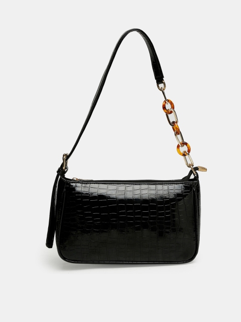 

Apsis Black Animal Textured Structured Handheld Bag