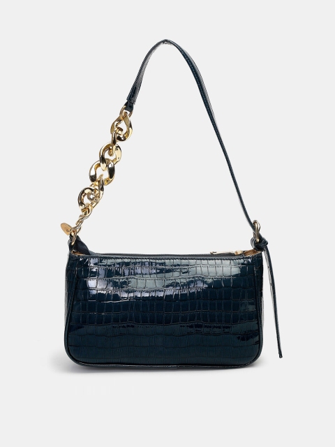 

Apsis Blue Textured Structured Handheld Bag with Cut Work