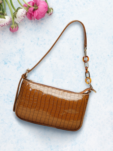 

Apsis Brown Textured Structured Handheld Bag with Quilted