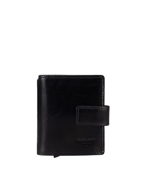 

Da Milano Unisex Black Solid Leather Card Holder